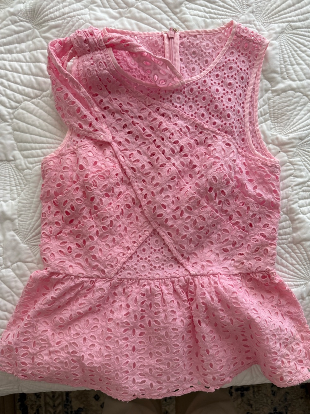 Lilly Pulitzer Pink Eyelet Peplum Shell Top